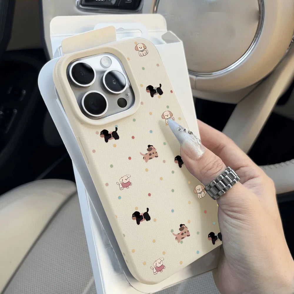 Polka Dot Cartoon Animal iPhone Case – Shockproof Silicone Phone Cover