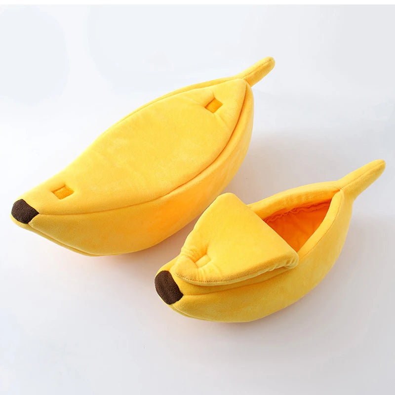Cute Banana-Shaped Plush Pet House Bed