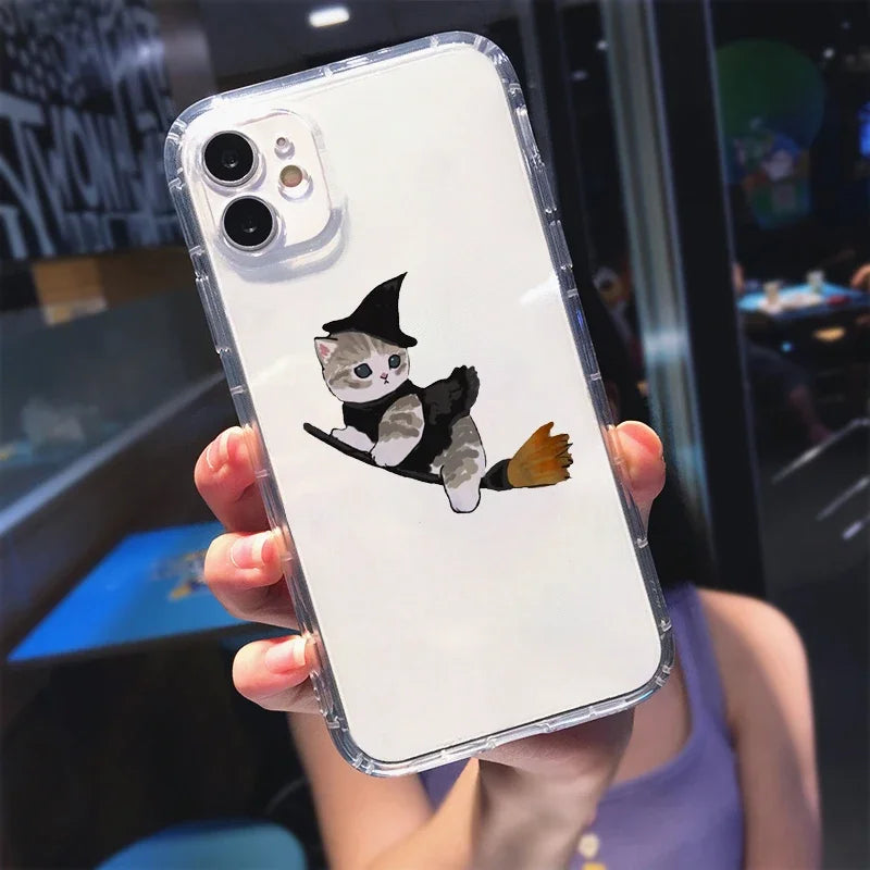 Funny Halloween Cat iPhone Case – Cartoon Animal Shockproof Phone Cover