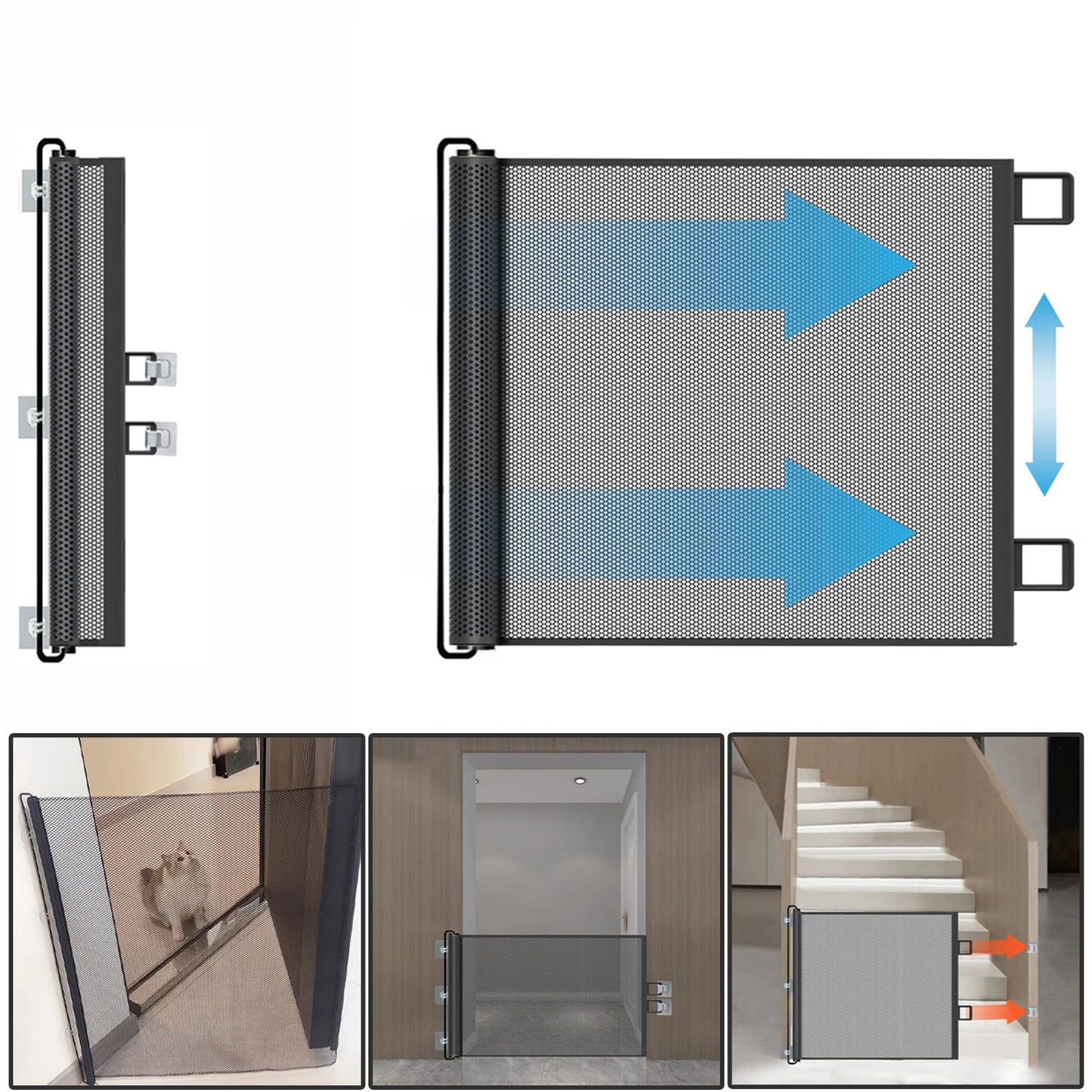 Retractable Mesh Pet Gate for Dogs & Cats – Indoor & Outdoor Safety Fence
