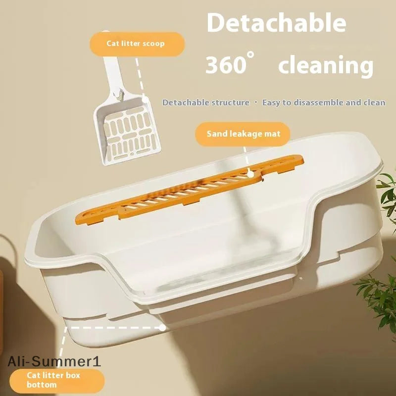 Multifunctional Semi-Enclosed Cat Litter Box – Large Capacity, Odor-Resistant