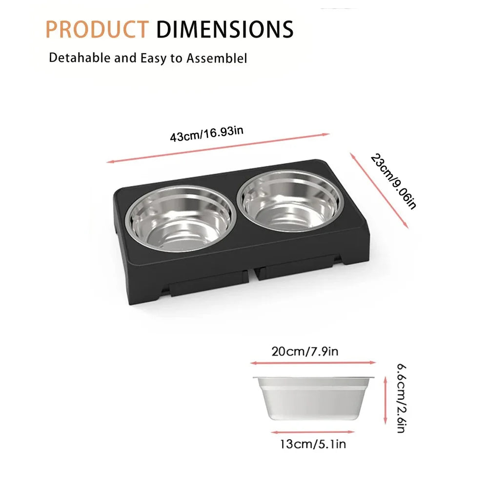 Adjustable Elevated Dog Feeder with Double Stainless Steel Bowls – Small to Large Dogs