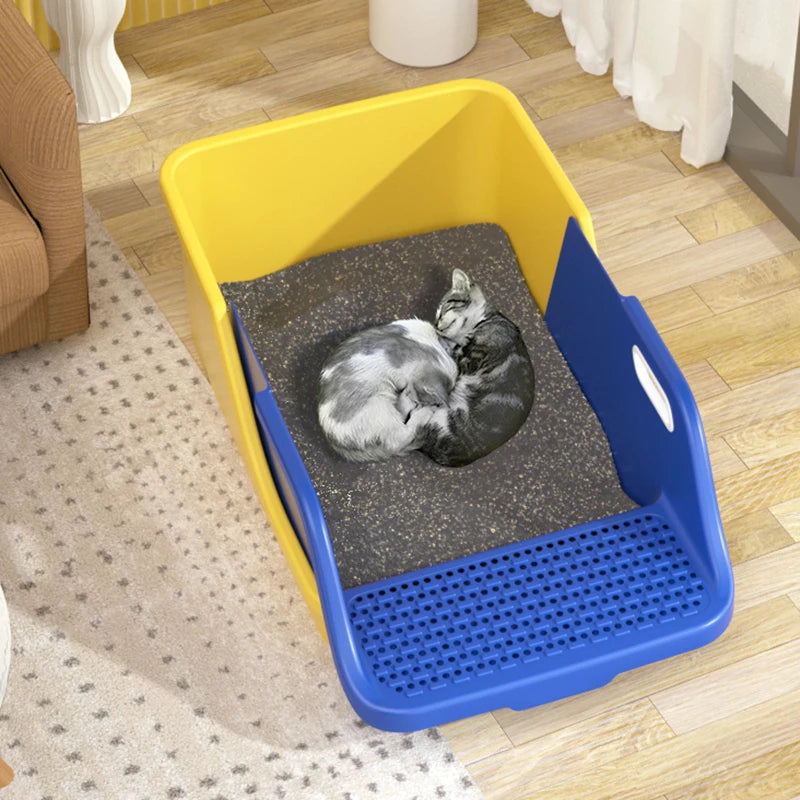 Extra-Large Semi-Closed Cat Litter Box with Splash Guard