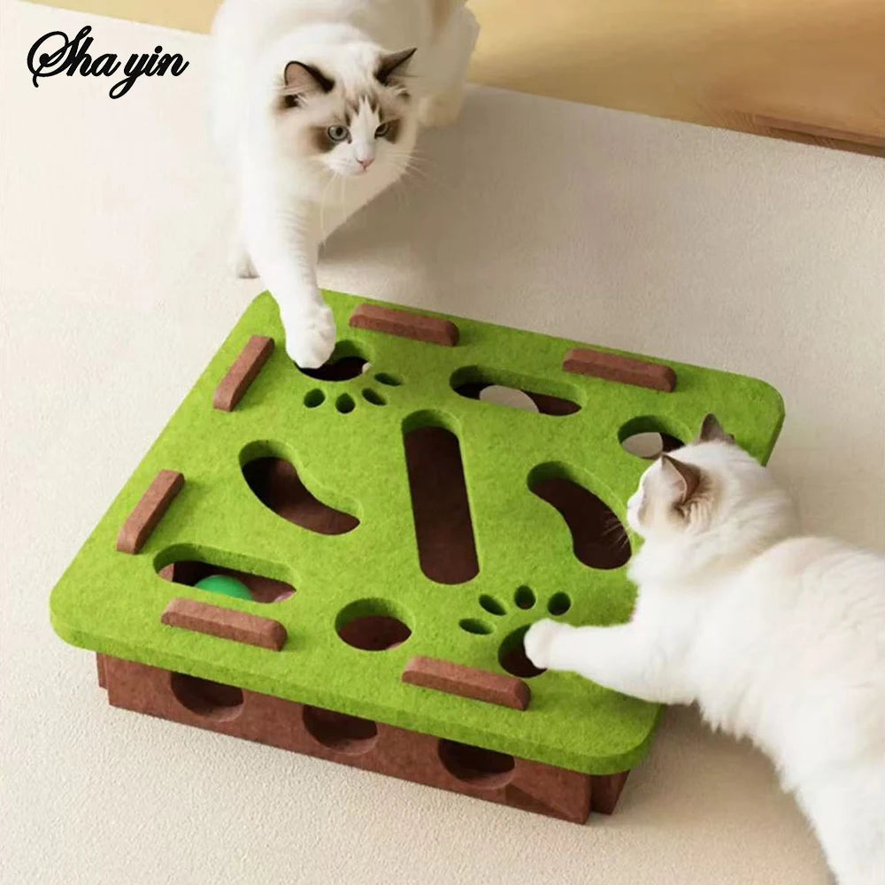 Interactive Puzzle Cat Toy – Felt Maze & Digging Box