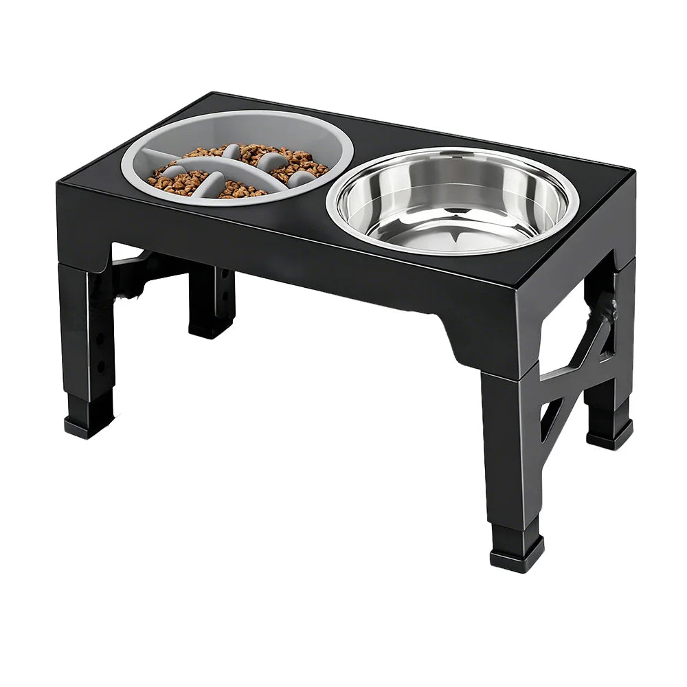 Adjustable Elevated Dog Feeder with Double Stainless Steel Bowls – Small to Large Dogs