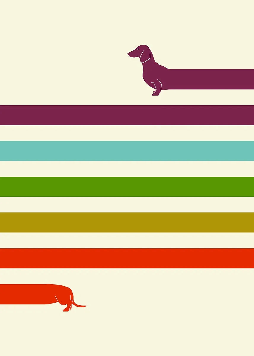 Cartoon Dachshund Dog Canvas Poster – Funny Animal Wall Art Print