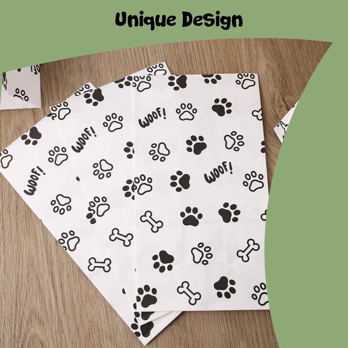 Pet Paw Print Gift Bags – 12 pcs, 22x12x8cm, Black & White Design for Dog Lovers