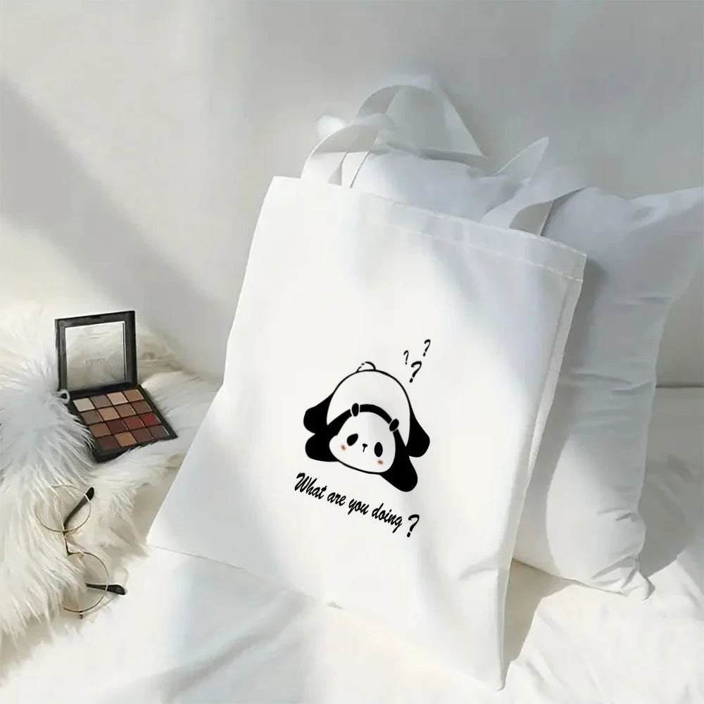 Kawaii Cartoon Animal Tote Bag – Large Capacity Linen Shoulder Bag