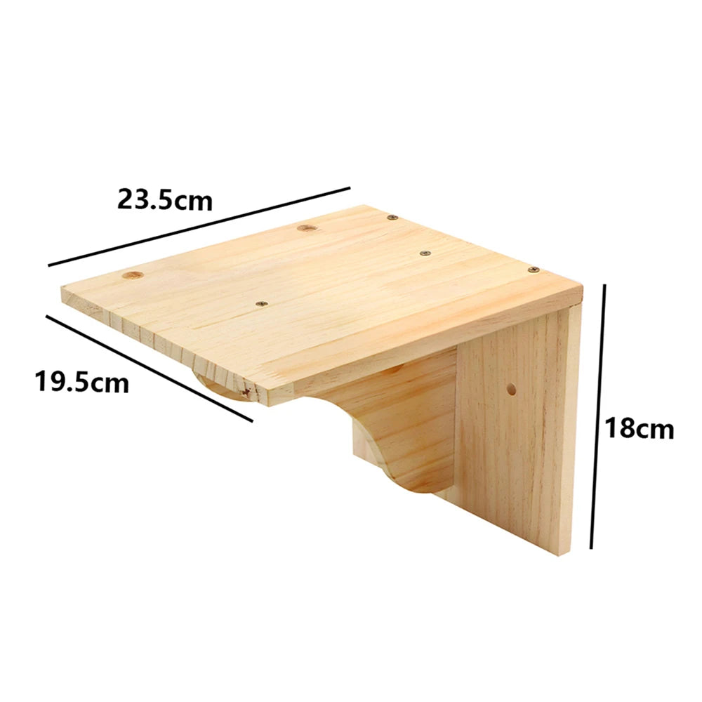 Wall-Mounted Wooden Cat Shelf Bed with Soft Cushion