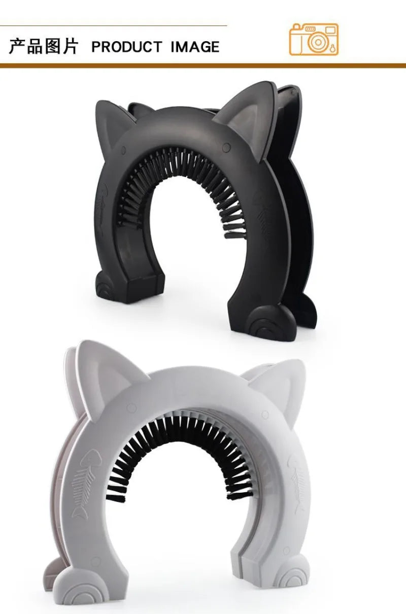 Flap-Free Pet Doorway with Grooming Brush for Cats & Small Dogs