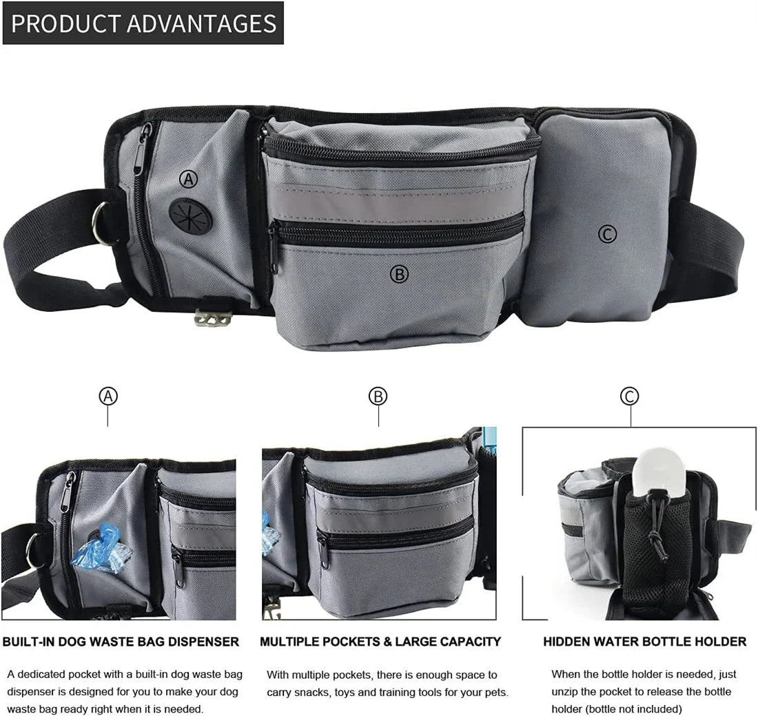 Dog Outdoor Training Waist Bag – Multi-functional Dog Feeding & Treat Pouch with D-Ring