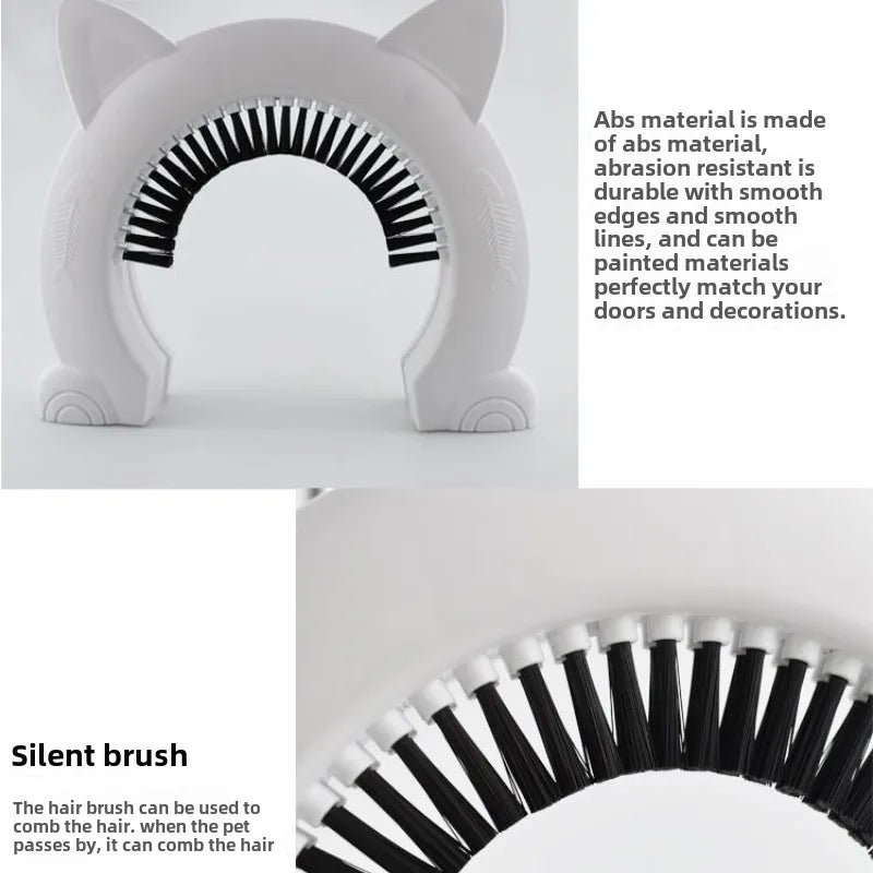 Flap-Free Pet Doorway with Grooming Brush for Cats & Small Dogs