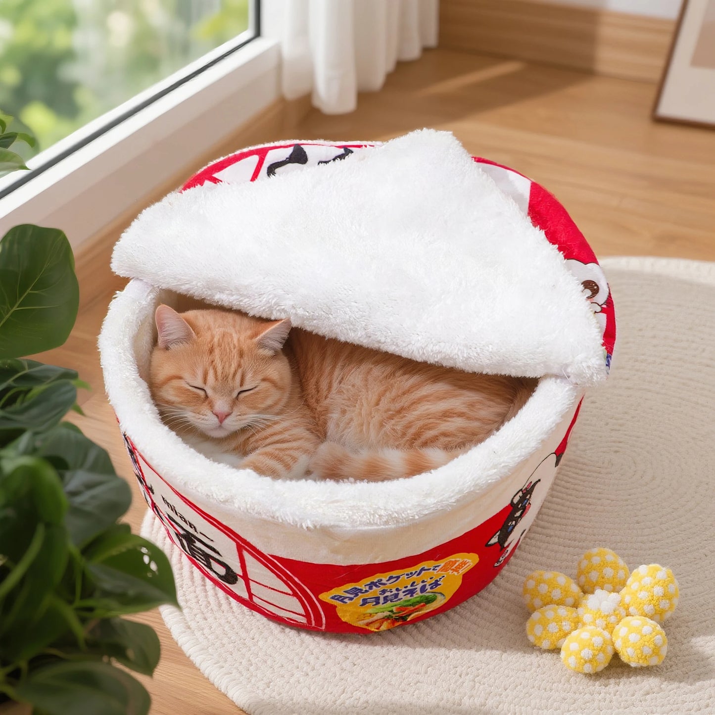 Instant Noodle Cup Cozy Pet House Bed for Cats & Small Dogs