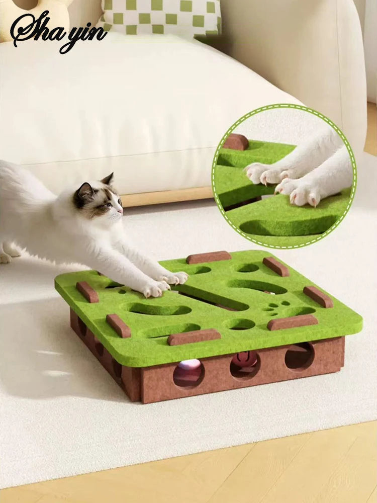 Interactive Puzzle Cat Toy – Felt Maze & Digging Box
