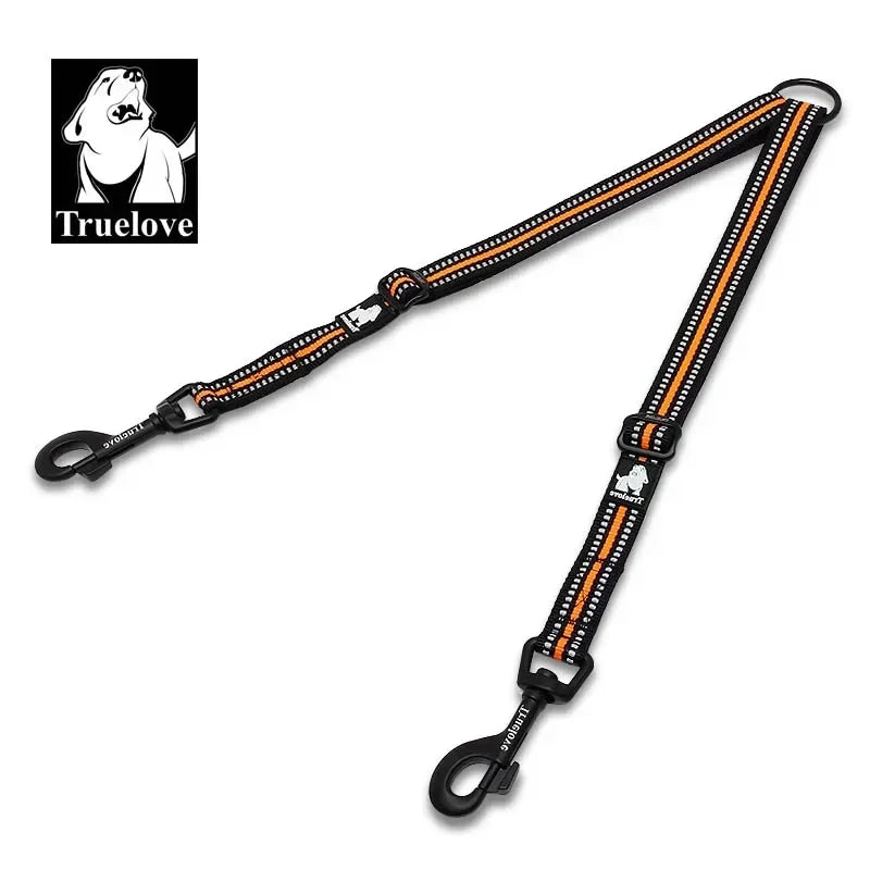 TRUELOVE Reflective Double Dog Leash TLL2371 – Adjustable No-Tangle Coupler for Two Dogs