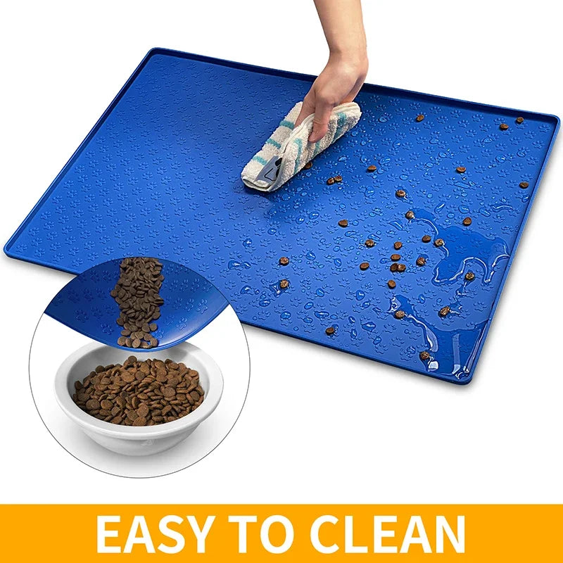 Waterproof Silicone Pet Feeding Mat with Raised Edges