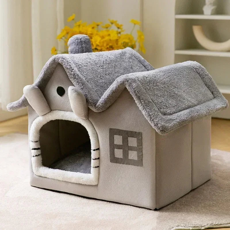 Soft Enclosed Pet House Bed with Removable Cover