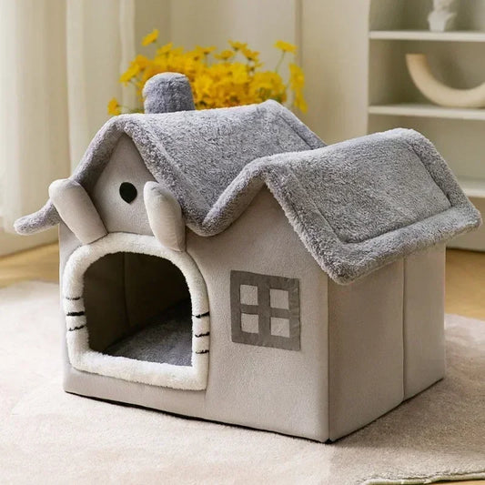 Soft Enclosed Pet House Bed with Removable Cover
