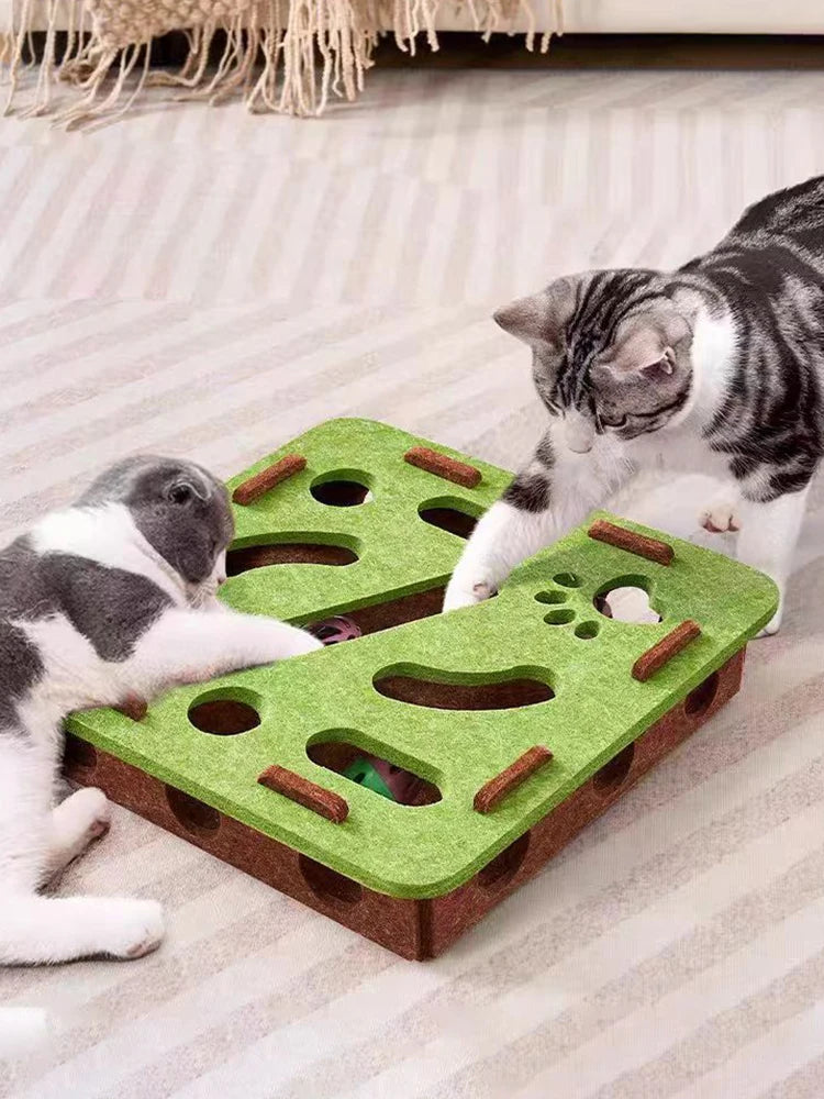 Interactive Puzzle Cat Toy – Felt Maze & Digging Box