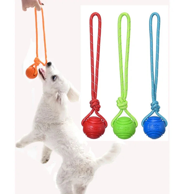Durable Dog Training Ball with Rope for Fetch & Tug