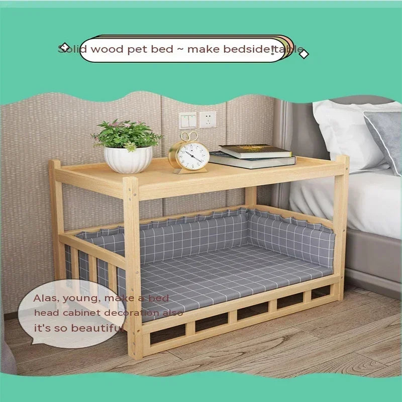 Modern Solid Wood Pet House & Dog Bed Side Table