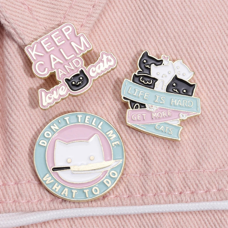 Cute Cartoon Cat Enamel Lapel Pin