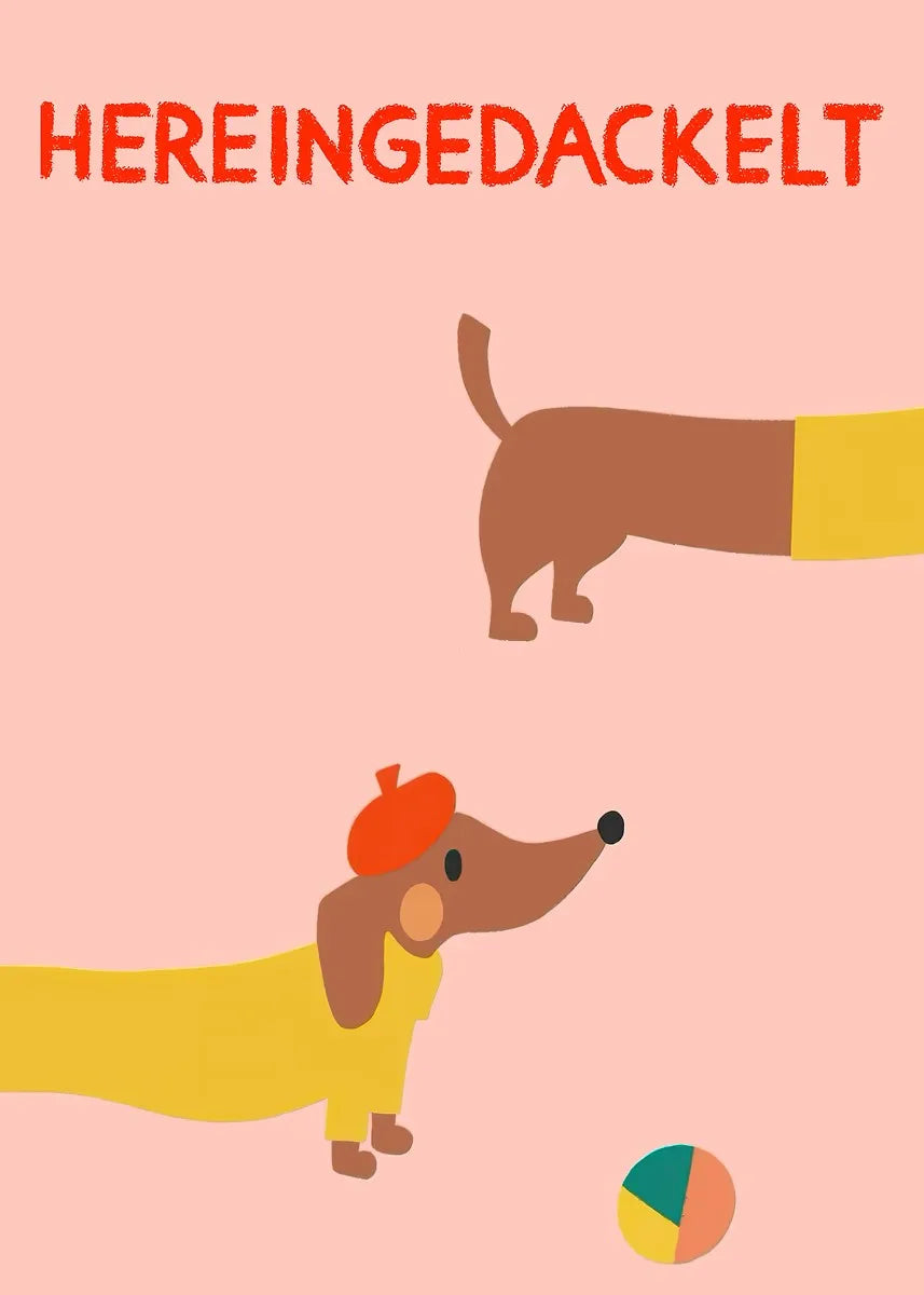Cartoon Dachshund Dog Canvas Poster – Funny Animal Wall Art Print