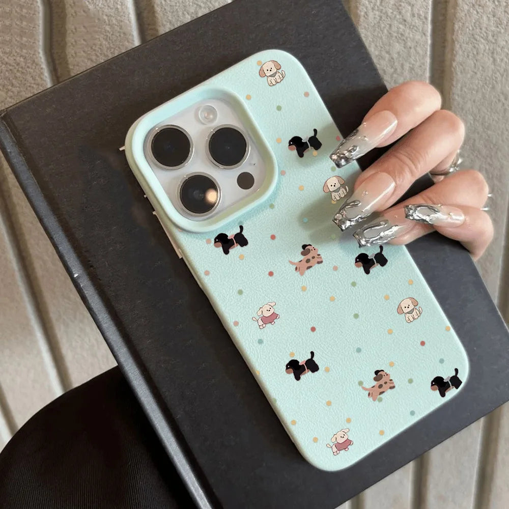 Polka Dot Cartoon Animal iPhone Case – Shockproof Silicone Phone Cover