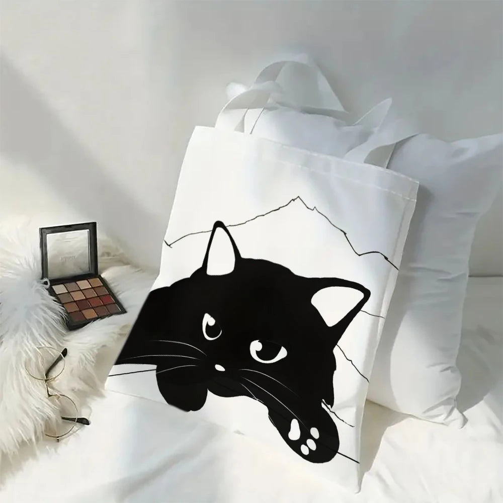 Kawaii Cartoon Animal Tote Bag – Large Capacity Linen Shoulder Bag