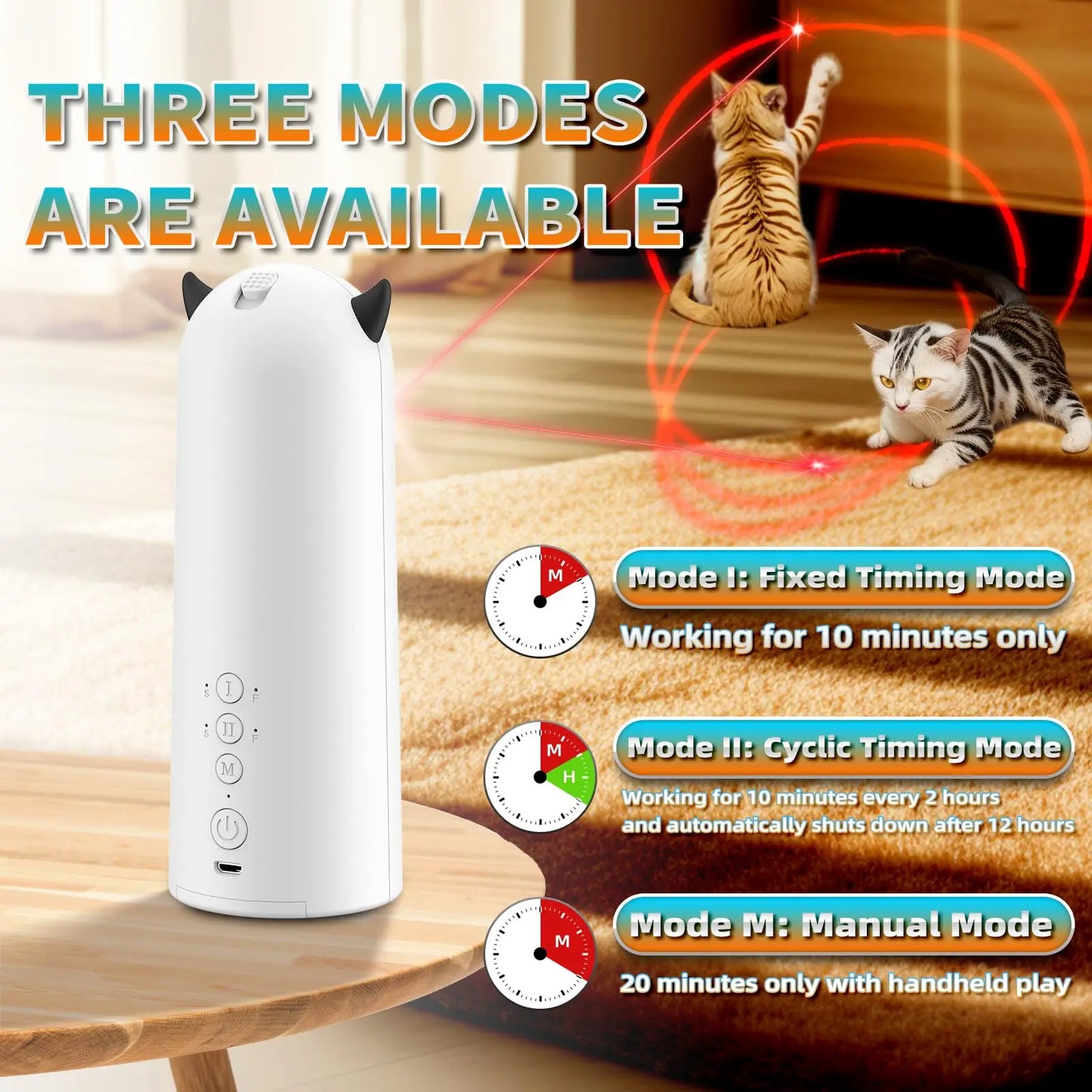 Automatic Motion-Activated Laser Cat Toy – Interactive Indoor Play