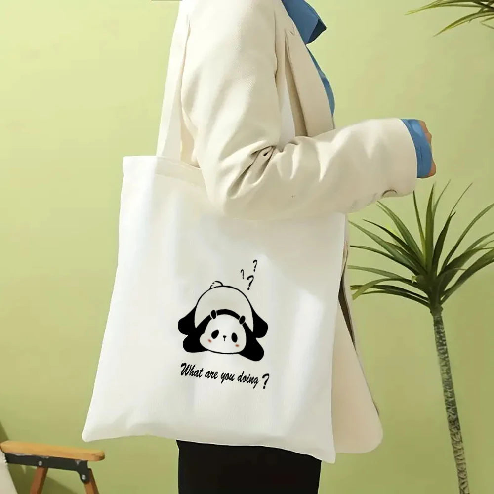 Kawaii Cartoon Animal Tote Bag – Large Capacity Linen Shoulder Bag