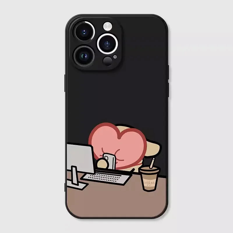 Funny Dog Couple iPhone Case – Cartoon Animal Shockproof Full Cover