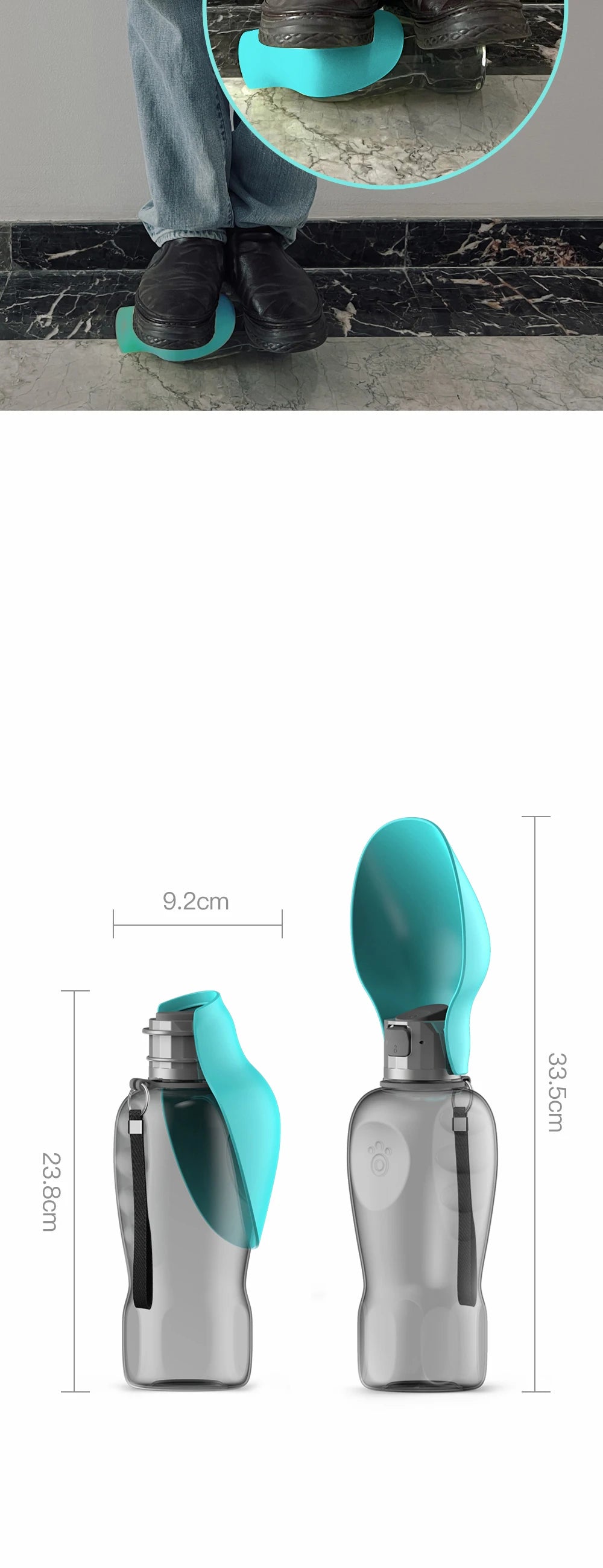 800ML Portable Dog Water Bottle Dispenser for Travel & Outdoor Use