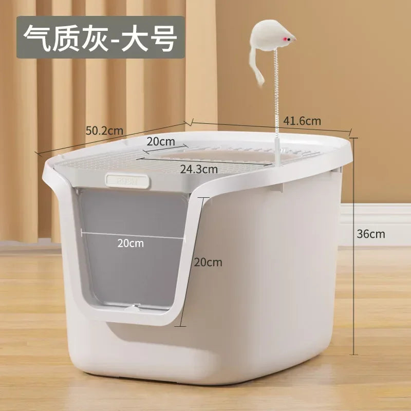 Extra-Large Enclosed Cat Litter Box with Lift-Up Cover
