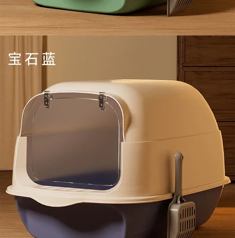 Fully Enclosed Large Cat Litter Box with Removable Top