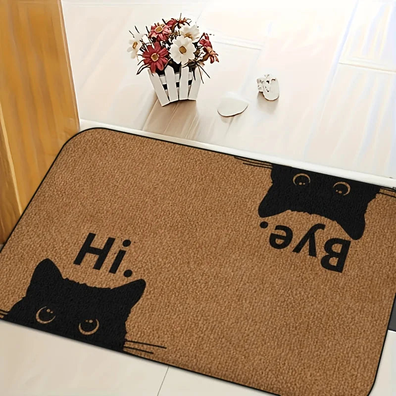 Funny Cat Hi & Goodbye Doormat –  Cat Face Entrance Mat