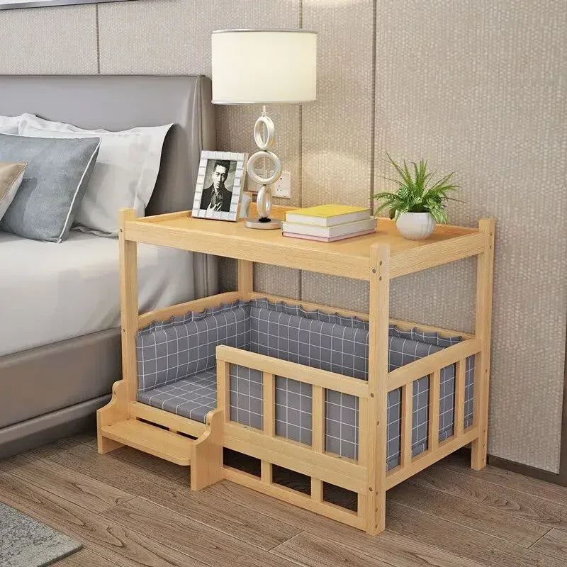 Modern Solid Wood Pet House & Dog Bed Side Table