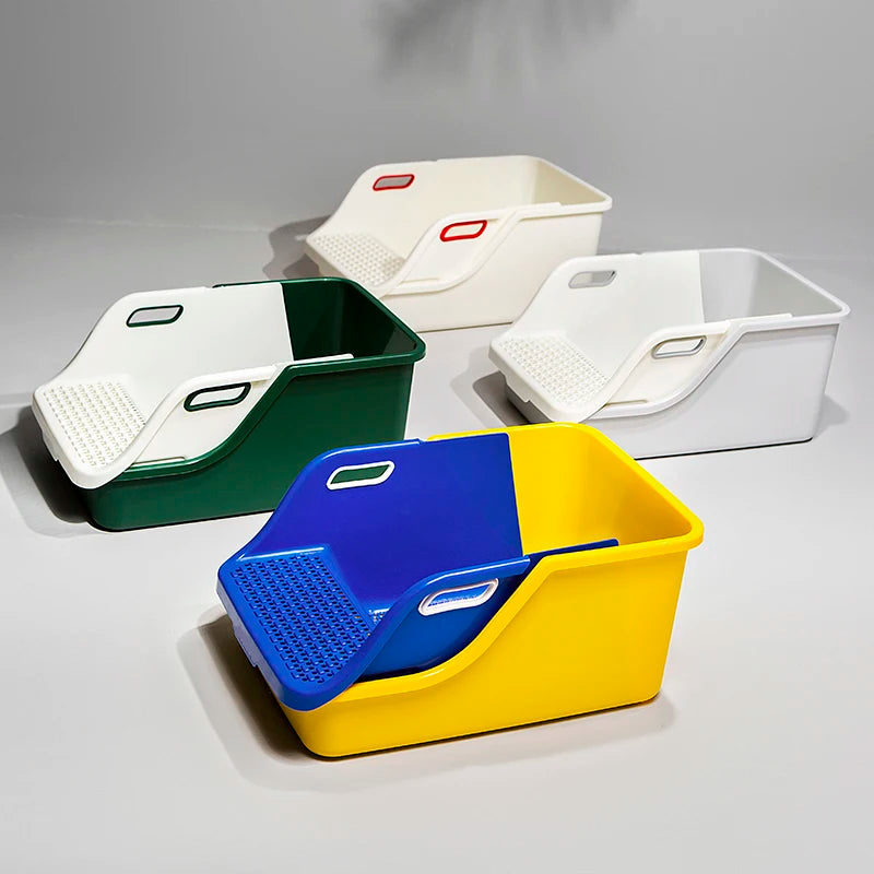 Extra-Large Semi-Closed Cat Litter Box with Splash Guard