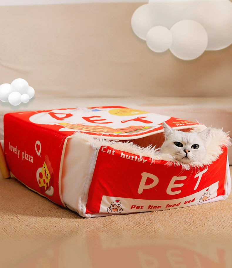 Cozy Plush Cat House Bed for Warm & Secure Sleep
