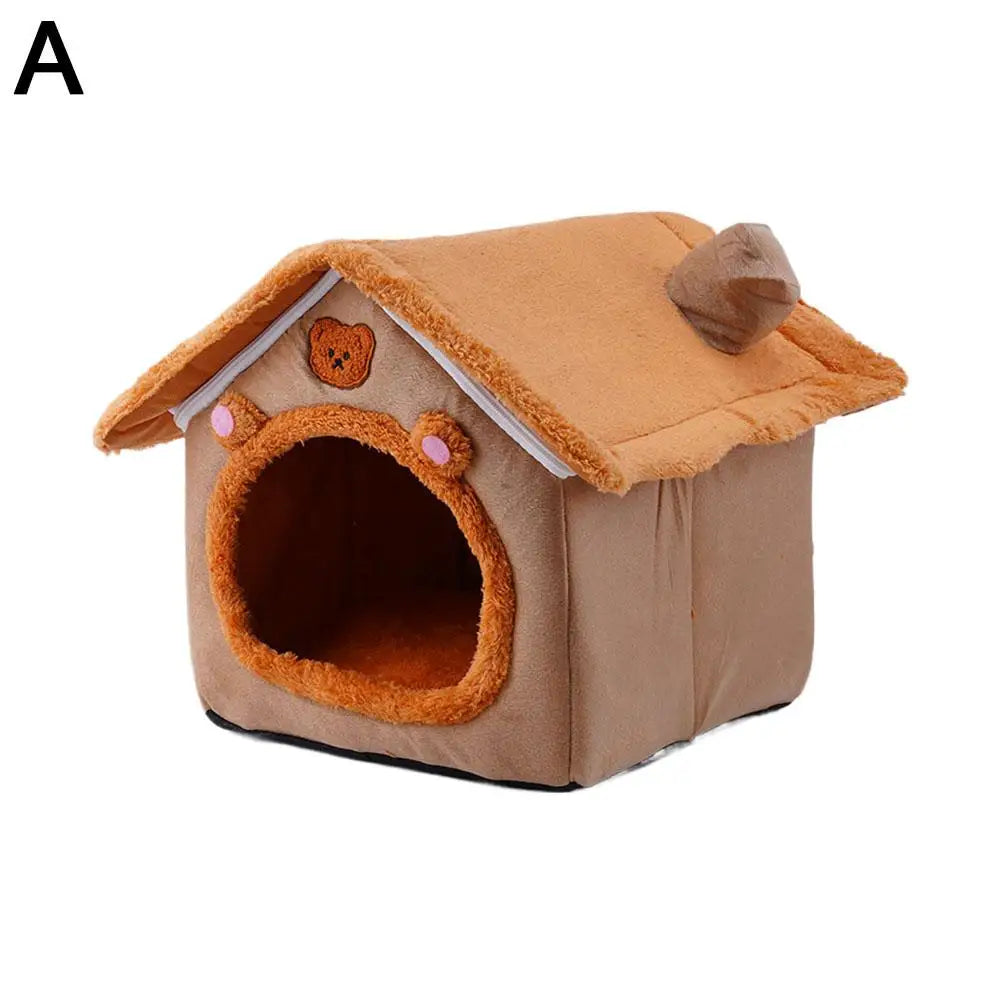 Foldable Plush Pet Cave Bed for Cats & Small Dogs