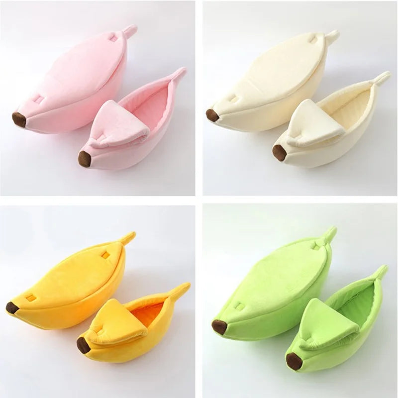 Cute Banana-Shaped Plush Pet House Bed