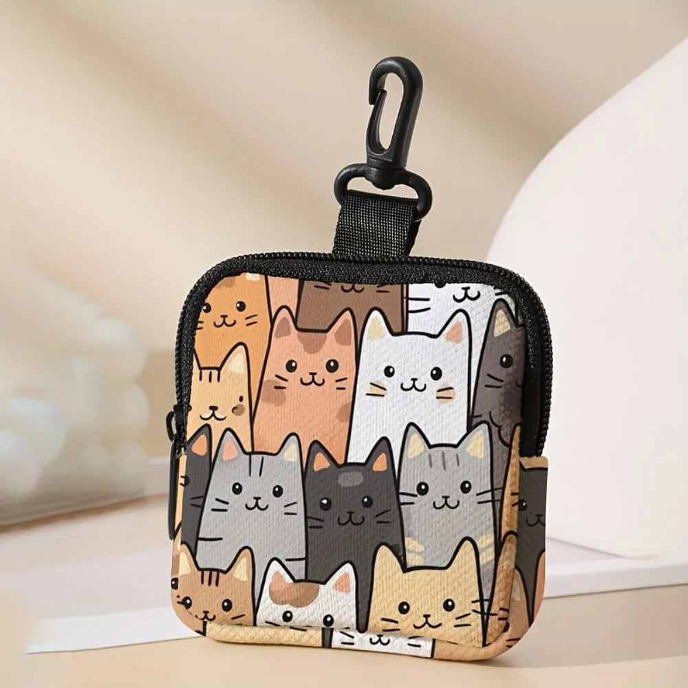 Trendy Mini Coin Purse – Cat & Dog Print Zipper Pouch