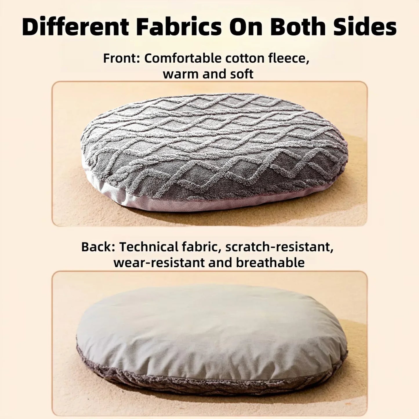 Dog & Cat Bed – Thick Plush Pet Nest, Removable Cover, PP Cotton