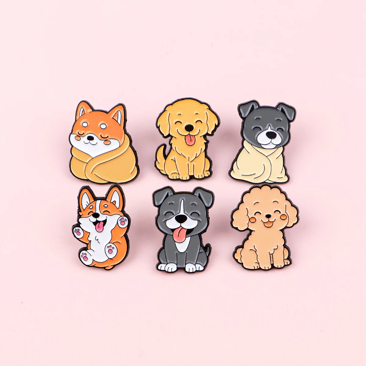 Cute Cartoon Dog Enamel Lapel Pins