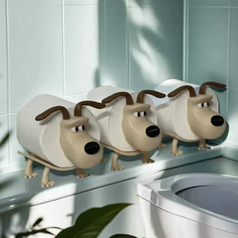 Puppy Toilet Holder – Cute Floor-Standing Bathroom Storage Accessory
