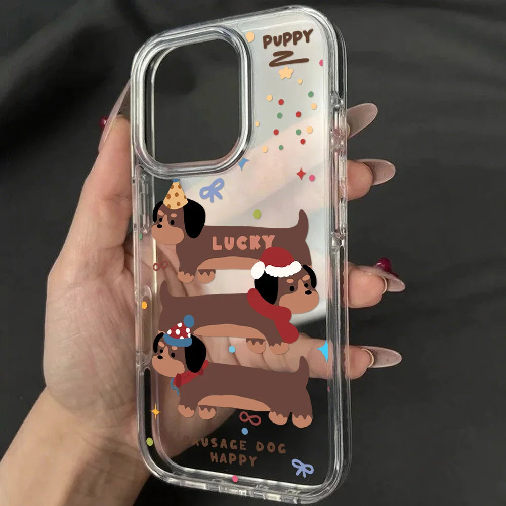 Cute Line Cat iPhone Case – Transparent Acrylic Shockproof Phone Cover