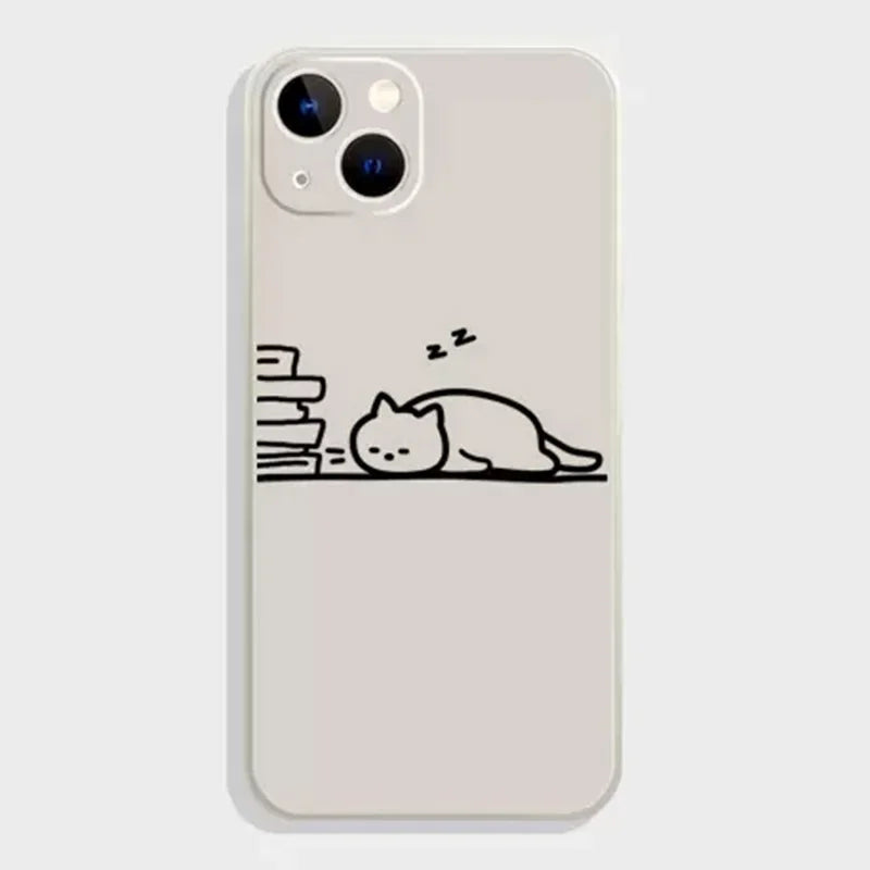 Quirky Cat Couple iPhone Case – Cartoon Animal Shockproof Soft Cover