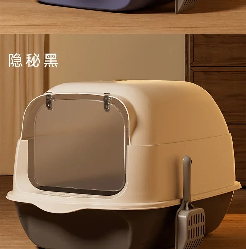 Fully Enclosed Large Cat Litter Box with Removable Top