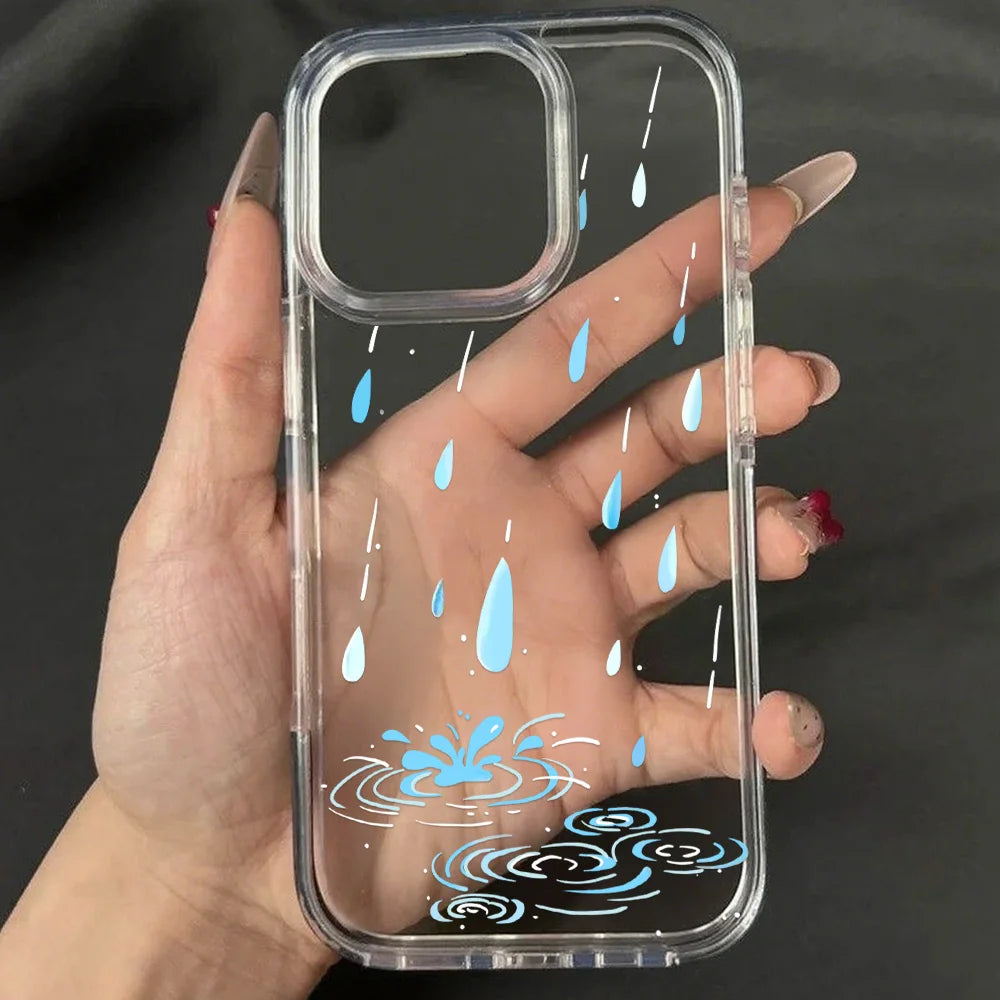 Cute Line Cat iPhone Case – Transparent Acrylic Shockproof Phone Cover