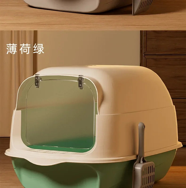 Fully Enclosed Large Cat Litter Box with Removable Top